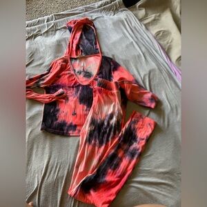 Pink and Black Tie-Dye Pajama Set